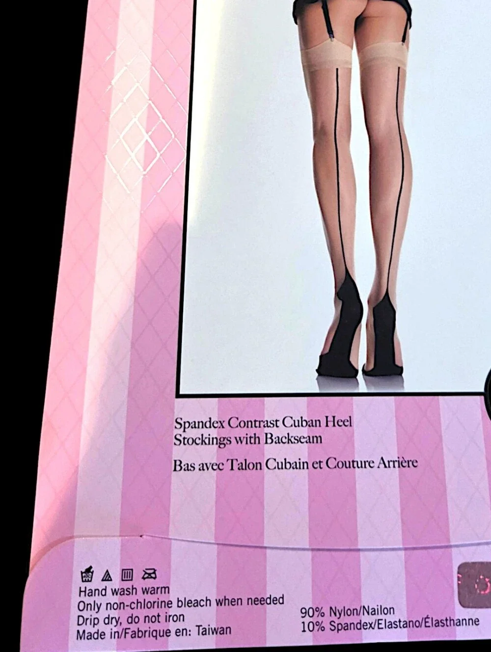 NIP Seamed Sheer Thigh-High Stockings in Nude with Black Seam -